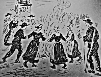Dansen rond het Sint Jans vuur - tekening Yassine el Azzabi