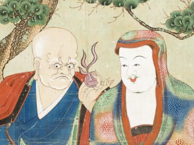 Bron in het Publieke Domein van een schilderij uit de late 19e eeuw van Two Arhats Korea, Korean, Joseon dynasty (1392-1910), late 19th century; Collection Los Angeles County Museum of Art; Source/Photographer
Image: http://collections.lacma.org/sites/default/files/remote_images/piction/ma-1271116-O3.jpg
Gallery: http://collections.lacma.org/node/199458 archive copy at the Wayback Machine