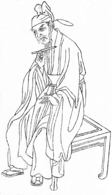 Bron in het Publieke Domein van Lu Xiàngshān, (陸九淵) a philosopher in China. This image was carried on the book which is called "Wan hsiao tang-Chu chuang -Hua chuan(晩笑堂竹荘畫傳) " which was published in 1921(民国十年.