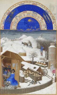 Afbeelding in het Publieke Domein op 25 mei 2026 opgevraagd van https://commons.wikimedia.org/wiki/File:Les_Tr%C3%A8s_Riches_Heures_du_duc_de_Berry_f%C3%A9vrier.jpg?uselang=nl#Licentie