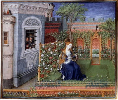 Afbeelding in het Publieke Domein op 26 juni 2026 opgevraagd van https://commons.wikimedia.org/wiki/File:Emilia_in_the_rosegarden_(Teseida).jpg