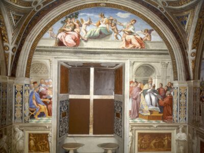 Afbeelding op 8 juli 2026 opgevraagd van https://commons.wikimedia.org/wiki/File:Raphael_-_Cardinal_and_Theological_Virtues.jpg?uselang=en#Licensing