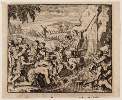 Afbeelding in het Publieke Domein io 13 augustus 2026 opgevraagd van https://commons.wikimedia.org/wiki/File:Mozes_slaat_water_uit_een_rots,_objectnr_A_47807.tif?uselang=en#Licensing
